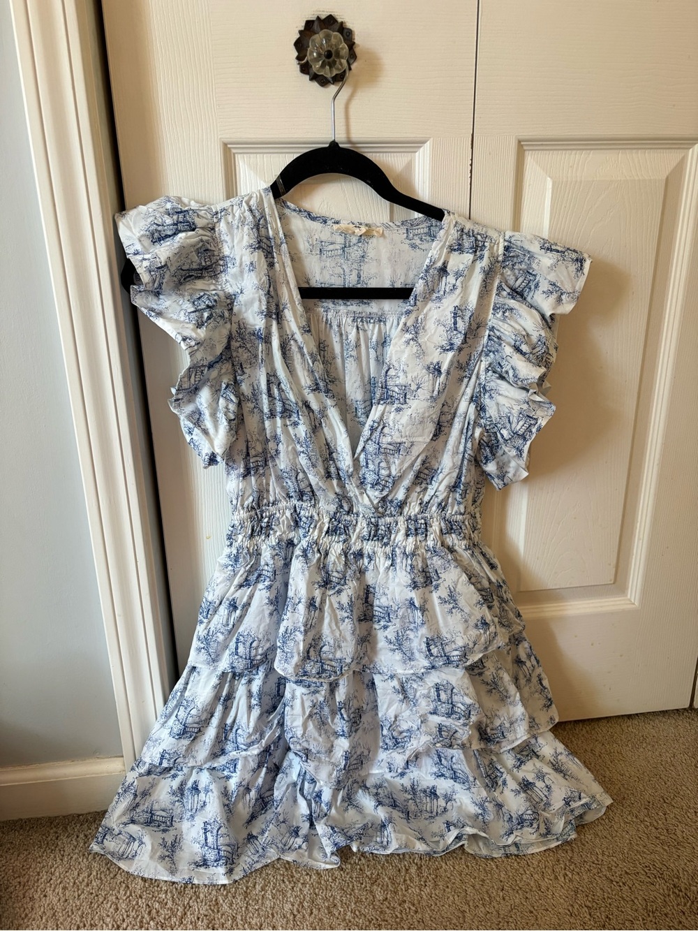 entro Blue and White Toile Print Dress